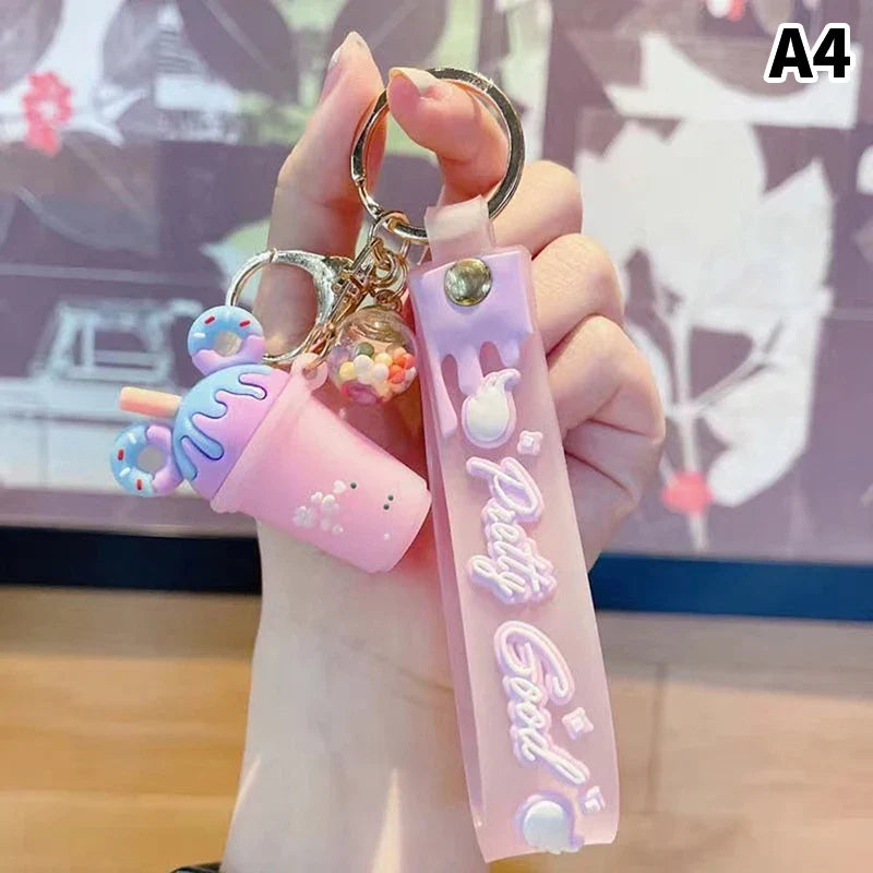 Personality Creative Ice Cream Shape Keychians For Women Cute Car Bag Keychain Decorate Women Accessories Trend Jewelry
