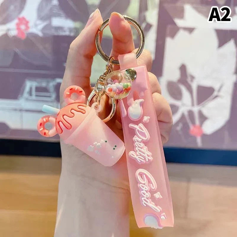 Personality Creative Ice Cream Shape Keychians For Women Cute Car Bag Keychain Decorate Women Accessories Trend Jewelry