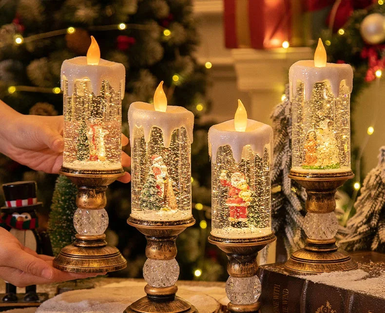 Christmas Decorations Candles Christmas Crystal Snow Lights Children's Birthday Christmas Gifts Scene Layout Holiday Decoration